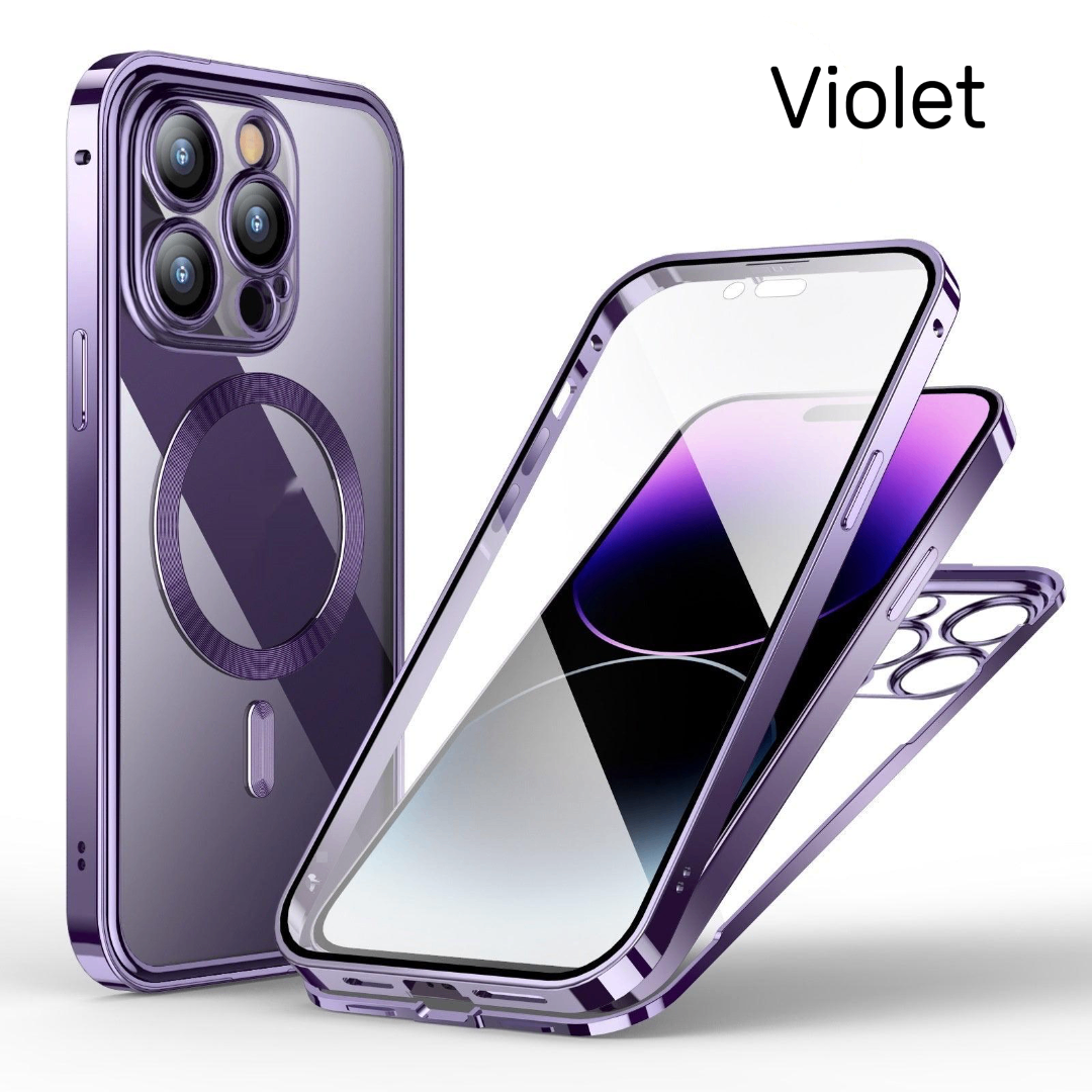 Coque Anti‑Espion Magnétique 360° – Double Face Métal & Verre